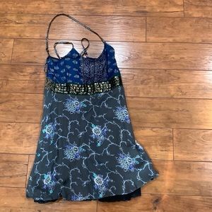 free people blue floral slip dress. Size 8.